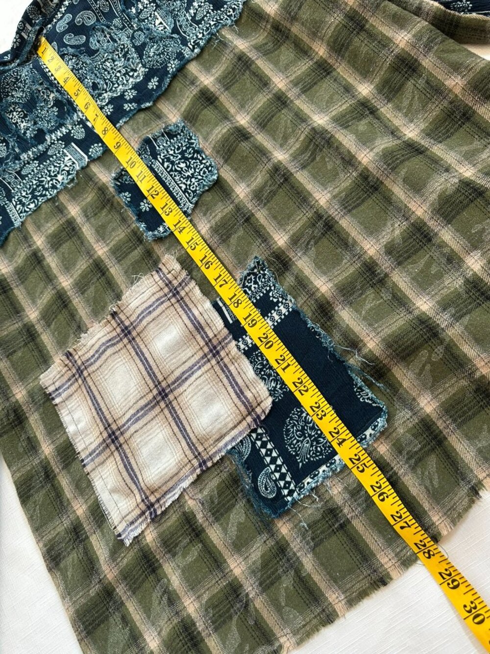 Deconstructed Distressed Patchwork Plaid Sz Small Button Up Shacket Shirt by POL - Picture 10 of 14
